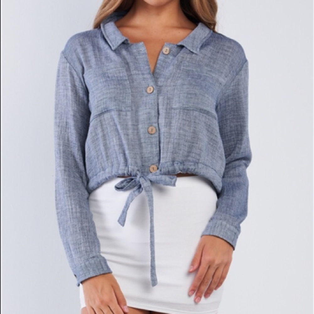 Soft Denim long sleeve Croptop - Picture 3 of 4